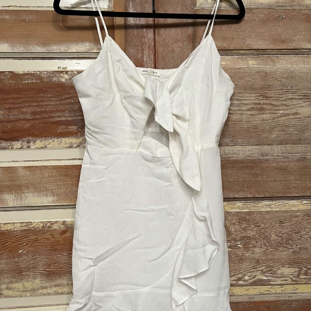 White mini dress with front tie